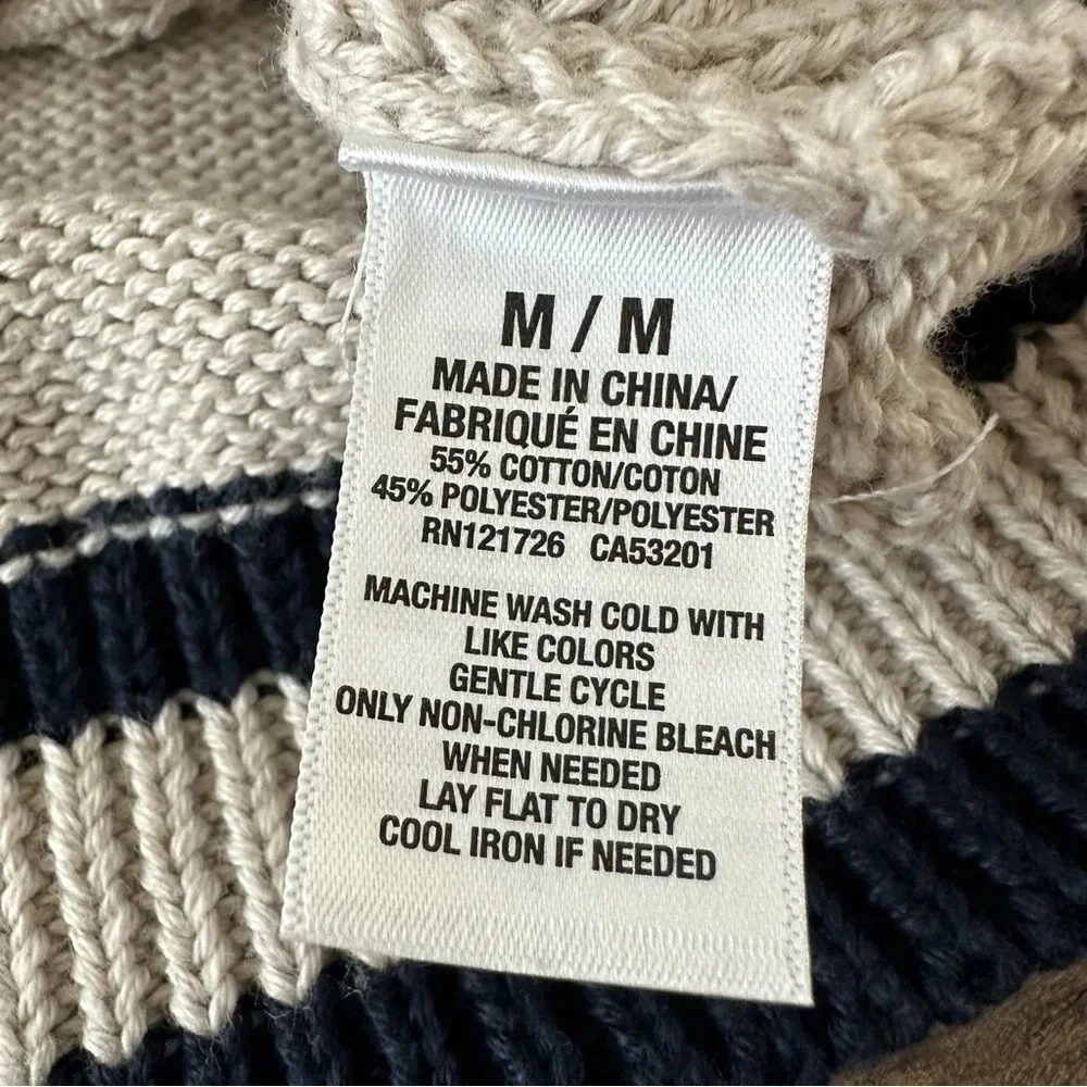 NWT Prince & Fox Medium Cable Cardigan Sweater Grandpa Oatmeal Navy New Longline